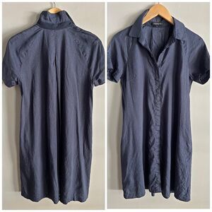 Lafayette 148 NY blue Linen Blend Shirt Dress Petite P